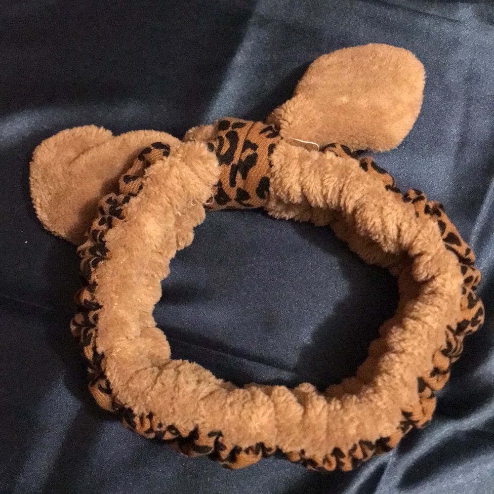 Cheetah Headband wash face Bow Fleece